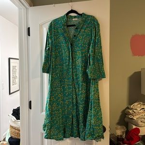 Green floral ZURI dress 1x long